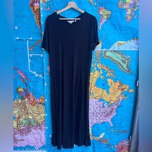 Boden Black Short-Sleeve Maxi Dress